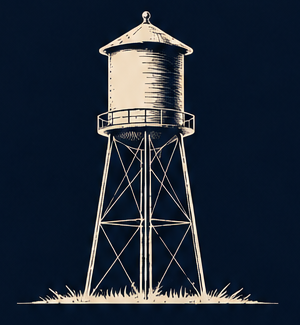 Blue Chambray water tower illustration